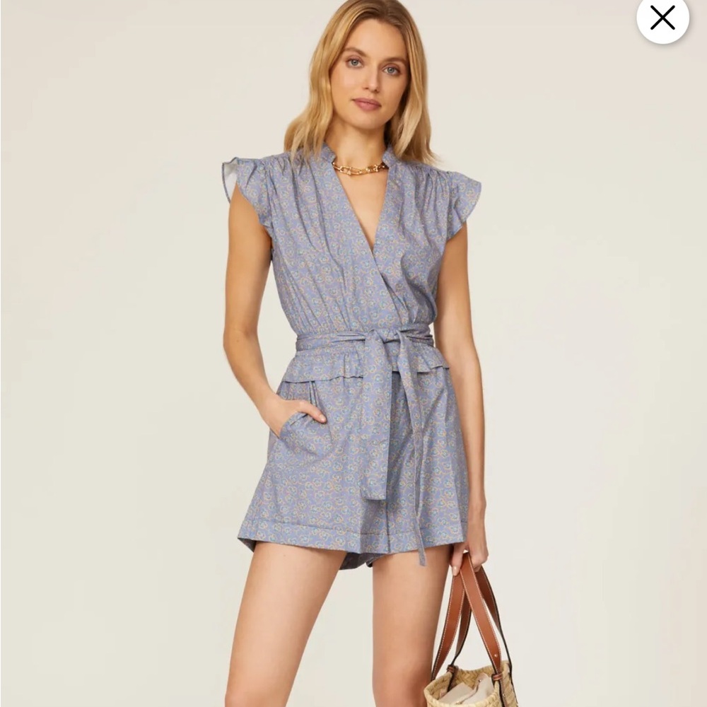Derek Lam 10 Crosby Blue Leaf Romper